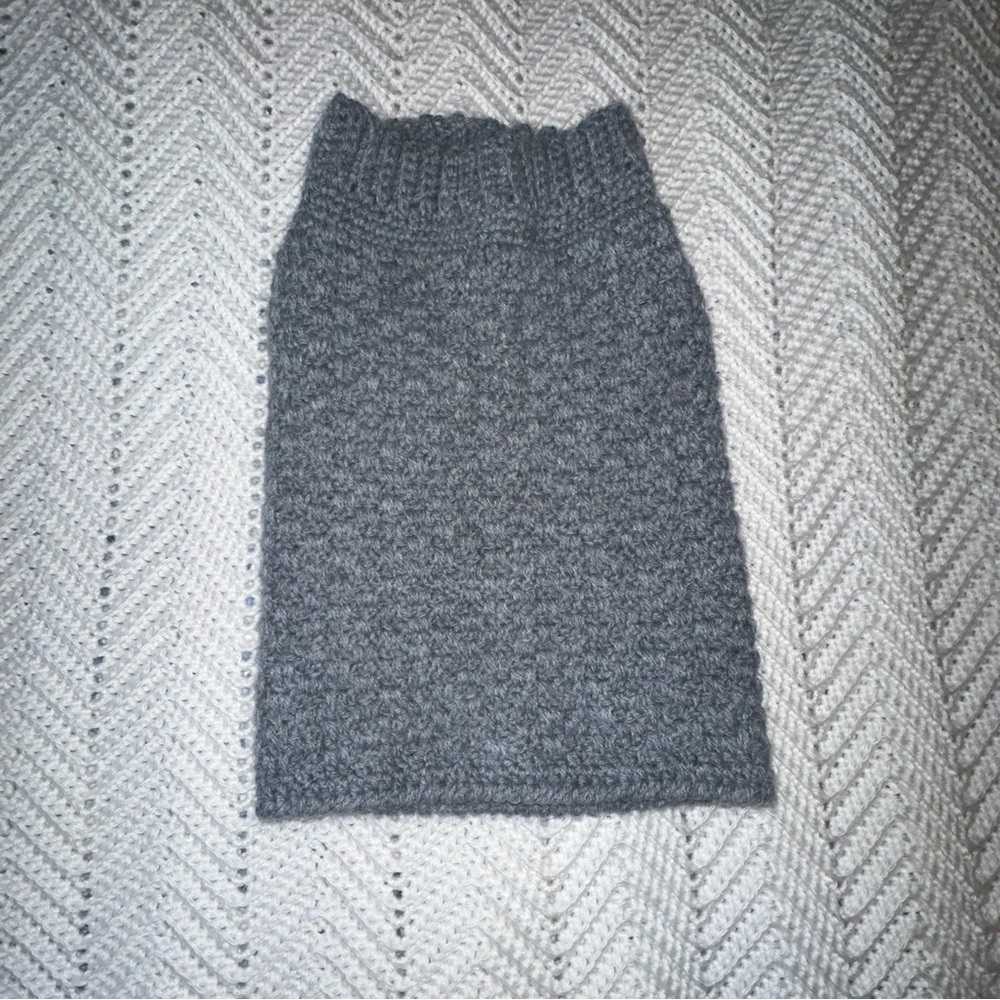 Handmade Crochet Grey Dog Sweater - Small